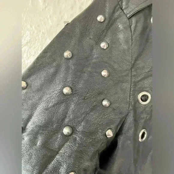 Ci Sono Black Faux Leather Silver Spiked Embellishment Jacket; size S - Picture 4 of 10